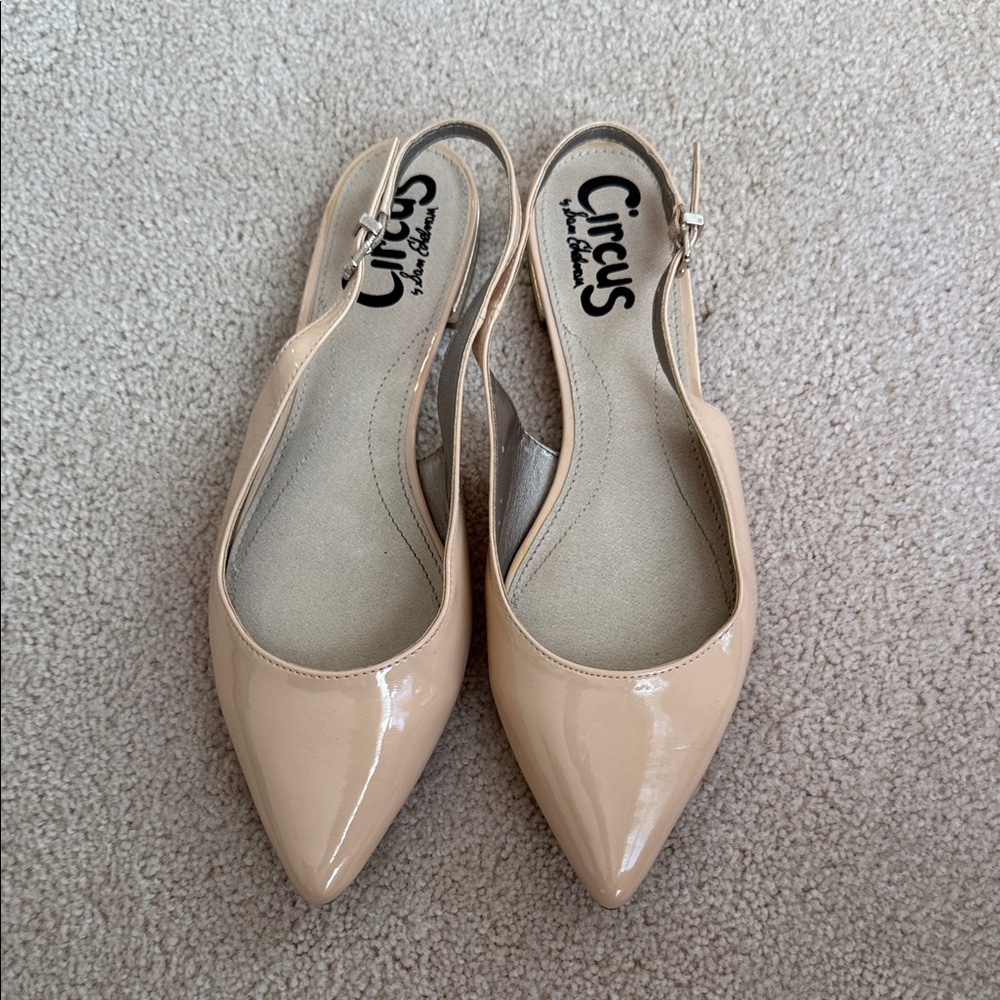 Circus by Sam Edelman Women's Beige Patent Slingback Flats